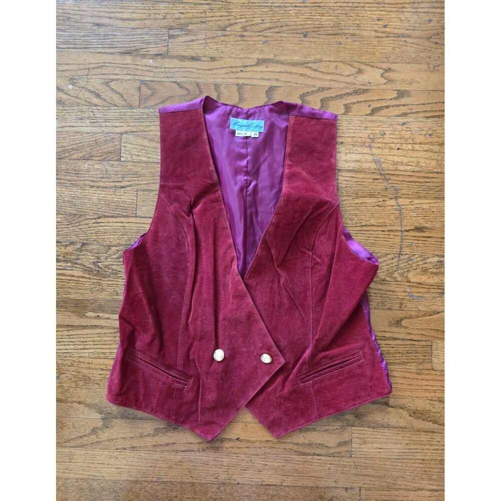 Vtg Margaret Godfrey Womens Red Suede Leather Vest Size 14 NWOT
